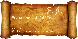 Pratscher Jolán névjegykártya